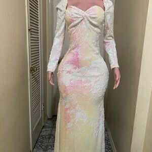 Elegant Sequin Long Sleeve Dress